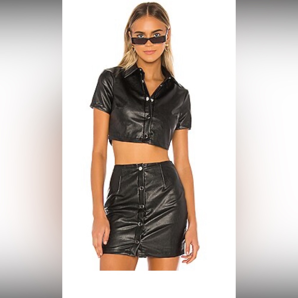 Revolve - superdown faux leather top and skirt set